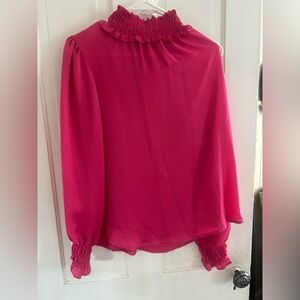 Ces Femme Vibrant Pink Ruffled Blouse